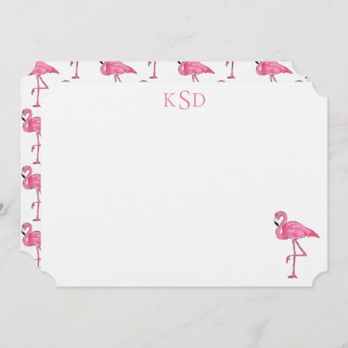 Monogram Flamingo Print Stationary Invitation