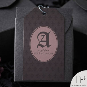 Monogram Fleur de Lis Gothic Gift Tags