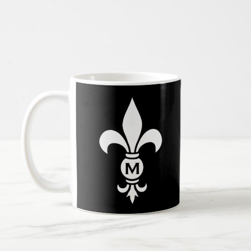 Monogram Fleur De Lis Modern Simple Black  White Coffee Mug