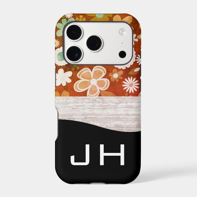 Monogram Floral and Texture Iphone Case (Back)