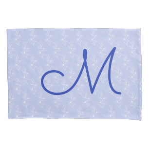 Monogram Floral Blue Pattern Bedroom Pillow Case