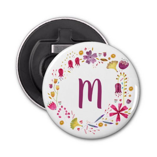 Monogram Floral Bottle Opener