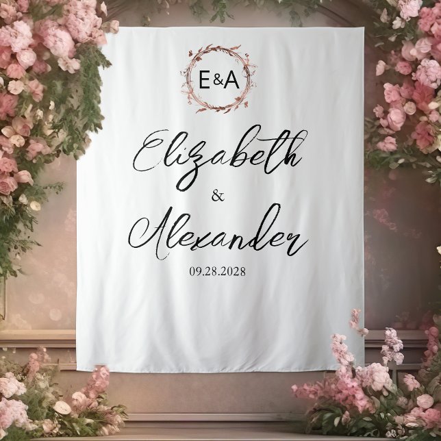 Monogram Floral Calligraphy Wedding Backdrop (Creator Uploaded)