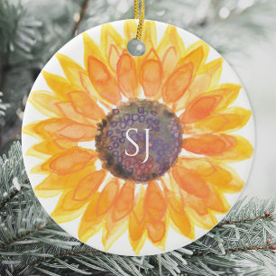 Monogram Floral Ceramic Ornament