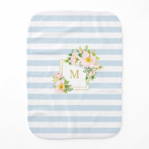Monogram Floral Chic Pastel Blue Stripes Baby Burp Cloth Monogram Floral Chic Pastel Blue Stripes Baby Burp Cloth