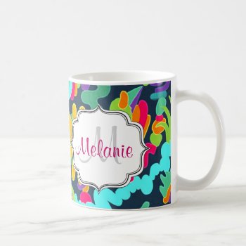 Monogram Floral Coffee Mug by SunflowerDesigns at Zazzle