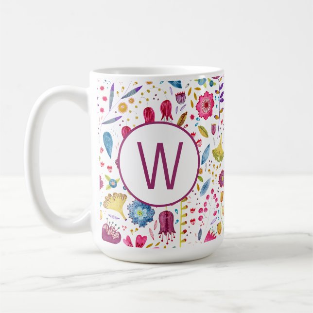 Monogram Floral Coffee Mug (Left)