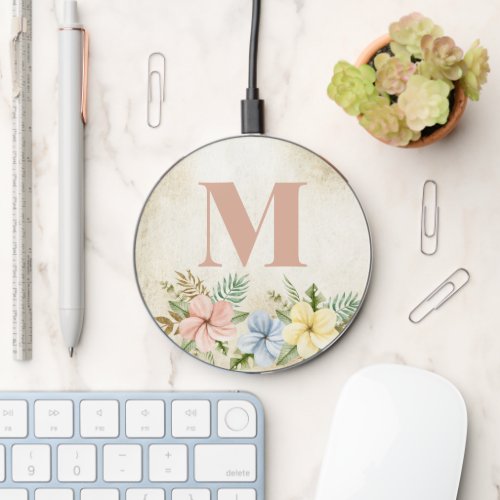 Monogram Floral Cordless Charger