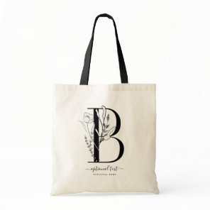 Monogram Floral Custom Tote Bag - Single Letter B