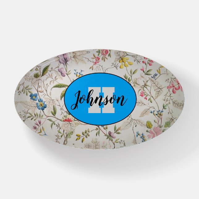 Monogram Floral  CustomDesign Paperweight (Front)