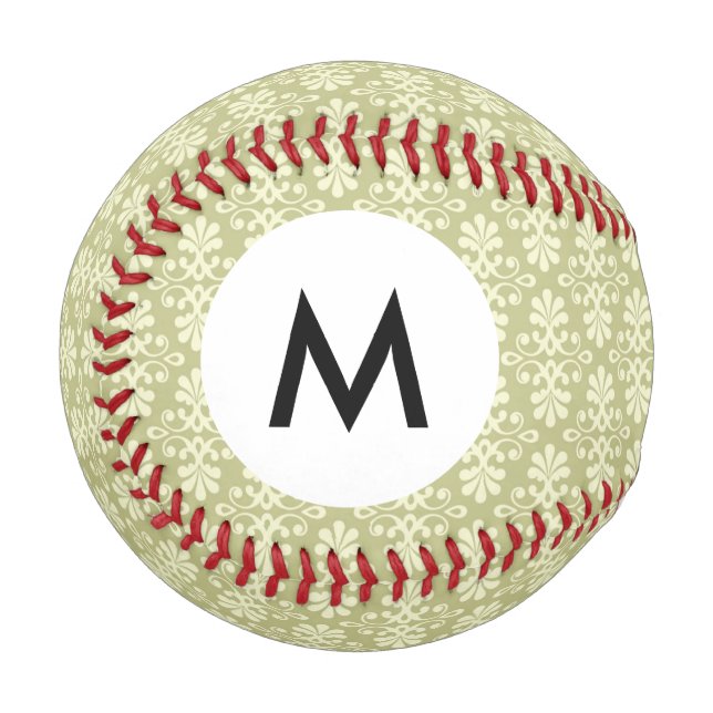 Monogram Floral damask wallpaper Baseball (Front Left)
