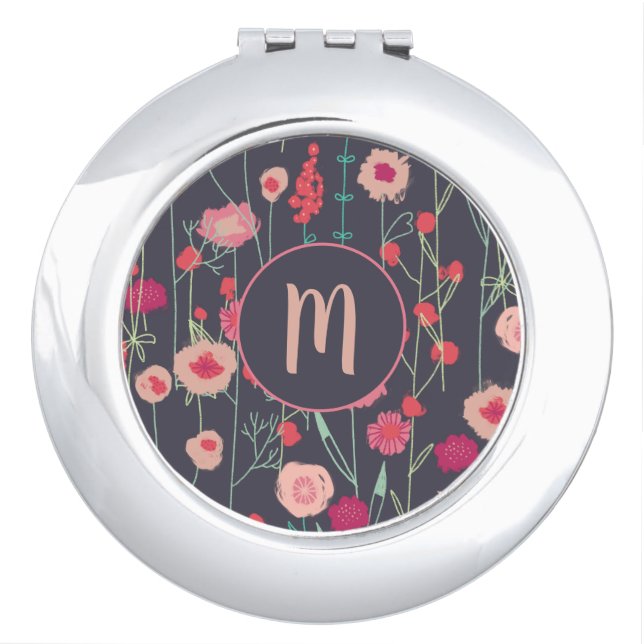 Monogram Floral Dark Compact Mirror (Front)