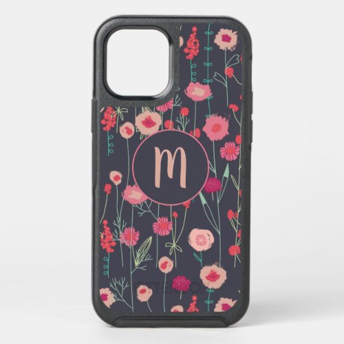 Monogram Floral Dark OtterBox Symmetry iPhone 12 Case