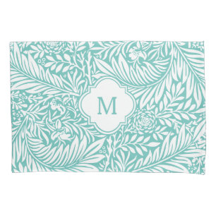 Monogram Floral Foliage William Morris Pattern Pillow Case