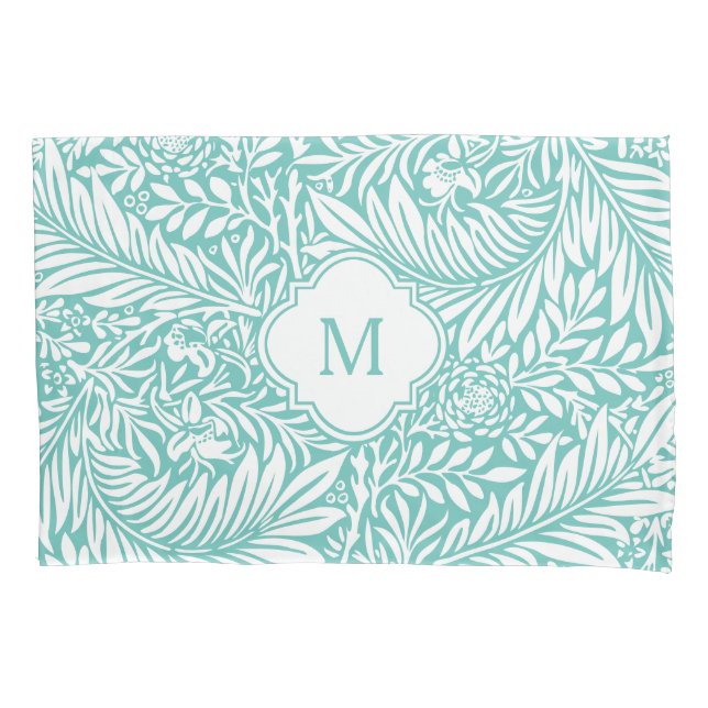 Monogram Floral Foliage William Morris Pattern Pillow Case (Front)