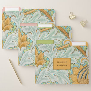 Monogram Floral Greenery Botanical Yellow Green File Folder