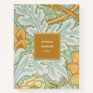 Monogram Floral Greenery Botanical Yellow Green Notebook
