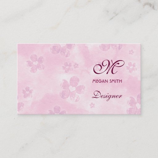 Customizable Monogram Floral Grunge Business Card