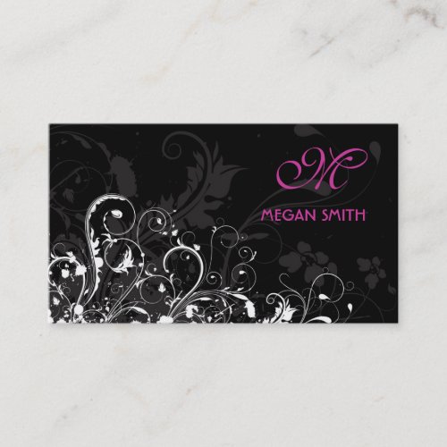 Monogram Floral Grunge Business Card