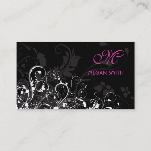 Customizable Monogram Floral Grunge Business Card