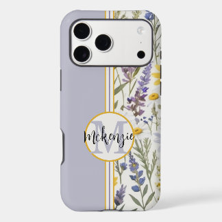 Monogram Floral iPhone Cover-Pink Aqua Yellow 17 Pro Max Case