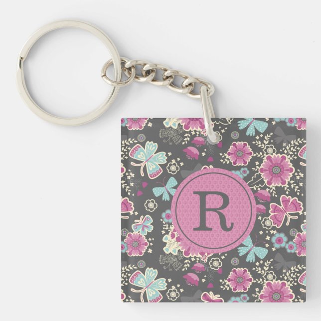 Monogram Floral Keychain (Front)