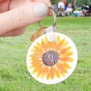 Monogram Floral Keychain