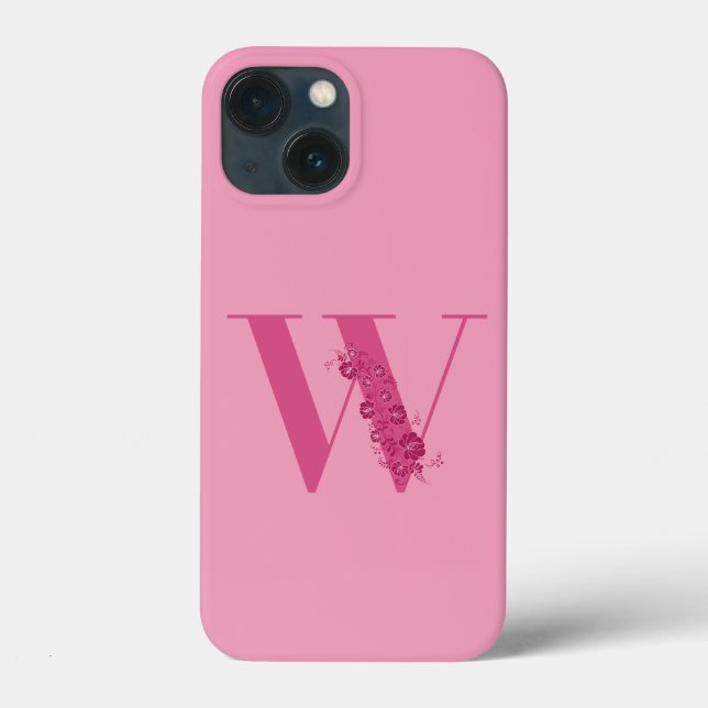 Monogram Floral Letter W iPhone Case (Back)