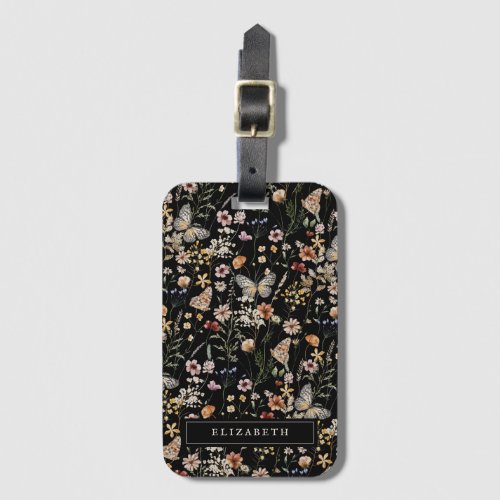 Monogram Floral Luggage Tag