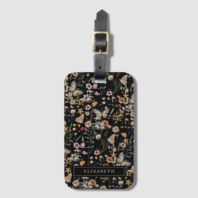 Monogram Floral Luggage Tag (Front Vertical)
