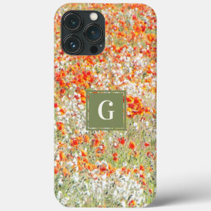 Monogram Floral Modern Girly Wild Flowers Stylish iPhone 13 Pro Max Case