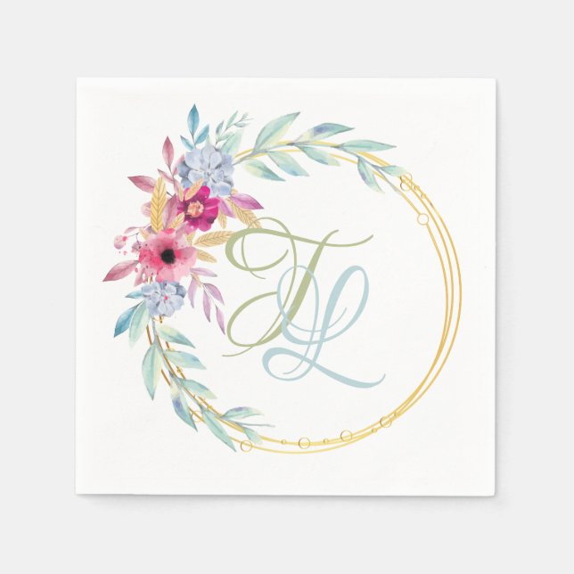Monogram Floral Napkins (Front)