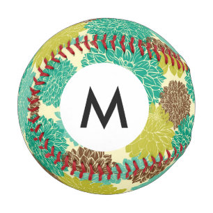 Monogram Floral Pattern 12 Baseball