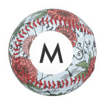 Monogram Floral pattern 3 Baseball