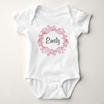 Monogram Floral Personalized Baby Bodysuit by SunflowerDesigns at Zazzle