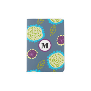 Monogram Floral-purple and blue Passport Holder