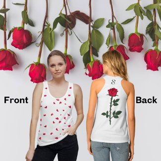 Monogram Floral Rose And Petals Women's Tank Top
