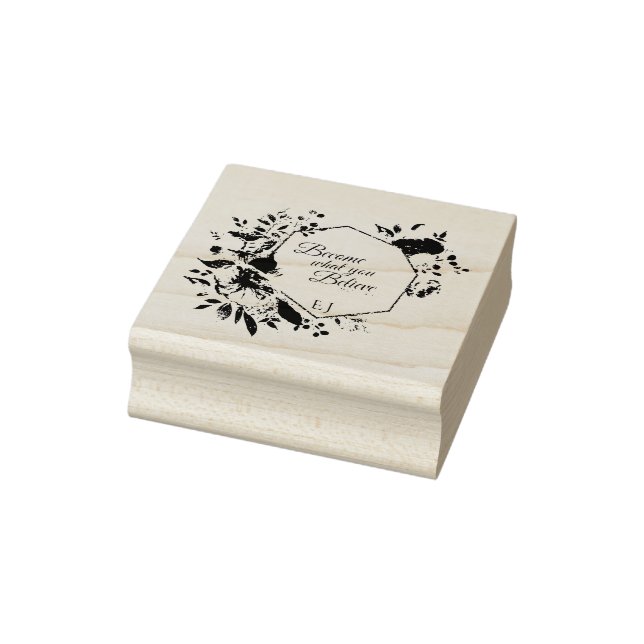 Monogram Floral Scripture Rubber Stamp (Stamp)