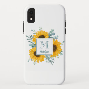 Monogram Floral Sunflower Personalized iPhone XR Case