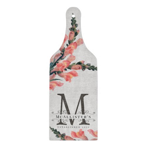  Monogram Floral Vintage Family Established Year C Cutting Board