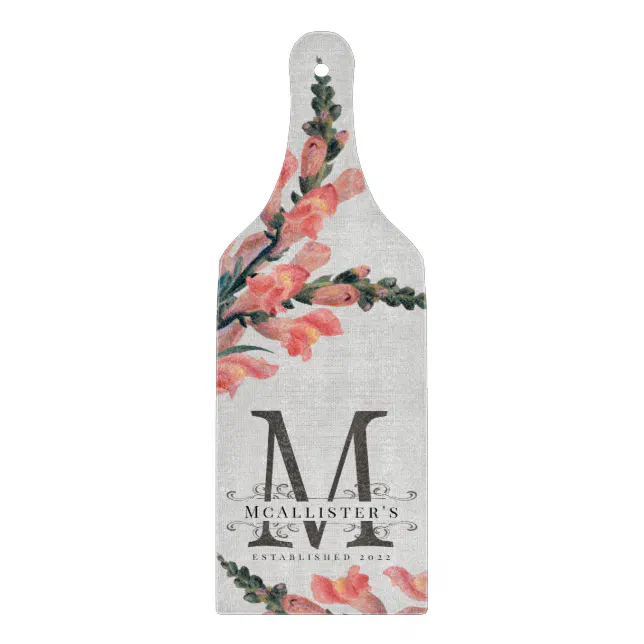 Discover Monogram Floral Vintage Family Established Year C Cutting Board