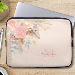 Monogram Floral Watercolor Laptop Sleeve<br><div class="desc">This monogrammed laptop sleeve is decorated with watercolor pampas grass,  eucalyptus,  flowers,  and dried leaves on a blush pink background.
Easily customizable.
Original Watercolor © Michele Davies.</div>