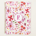 Monogram Floral Watercolor Modern Pattern Planner<br><div class="desc">Bright and happy watercolor wildflower and leaves painting of a wildly overgrown garden. Perfect for gardeners,  nature lovers and florists.
Change the monogram initial to customize.</div>