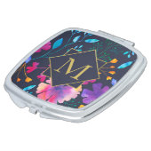 Monogram Floral Watercolour Pattern Compact Mirror (Turned)