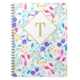 Monogram Floral Watercolour Spiral Notebook