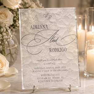 Monogram Floral Wedding Acrylic Invitations