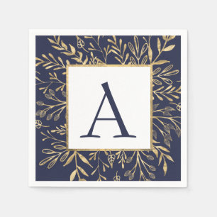 Monogram Floral Wedding Elegant Modern Napkins