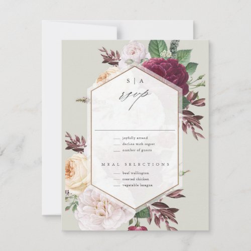 Monogram Floral Wedding RSVP Card