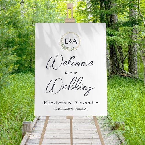 Monogram Floral Wedding Welcome Sign Foam Boar