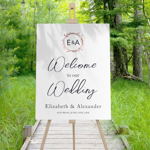 Monogram Floral Wedding Welcome Sign Foam Boar